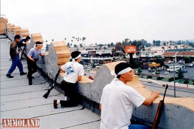 Korean men defending Koreatown during the 1992 LA riot