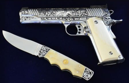 Engraved Kimber .45 Handgun