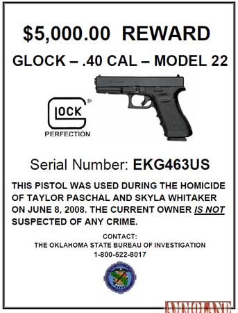 Triple Murder Reward Poster Has Glock Logo Front & Center Triple Murder Reward Poster Has Glock Logo Front & Center