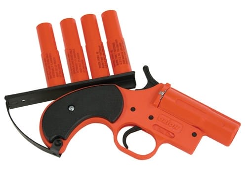 Does the color orange make flare guns more dangerous? 