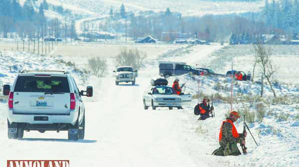 crowd of hunters participating in the Teton park