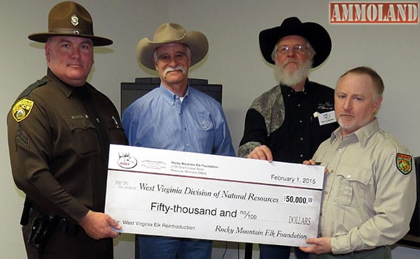 Left to right: WVDNR Sgt. Terry Ballard, RMEF Regional Director Bill Carman, West Virginia State Chapter President Brian Satterfield, WVDNR District Biologist Randy Kelley. (Photo courtesy of the West Virginia Division of Natural Resources)