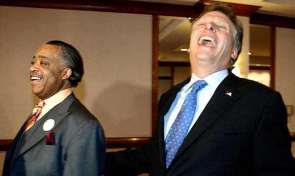 Anti-Gun Democrat Governor Mcauliffe Laughing it up with Race Baiter Al Sharpton