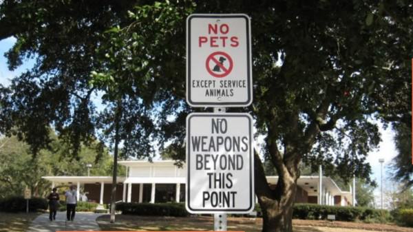 Alabama Rest Stop No Weapons Sign