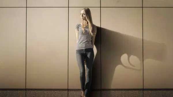 Girl Gun Shadow