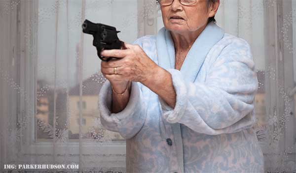 Old Lady with Gun : img: parkerhudson.com