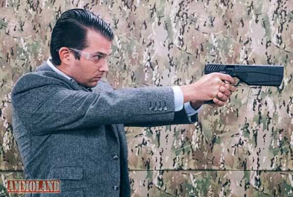 Donald Trump, JR shoots the SilencerCo Maxim 9 integrally suppressed pistol