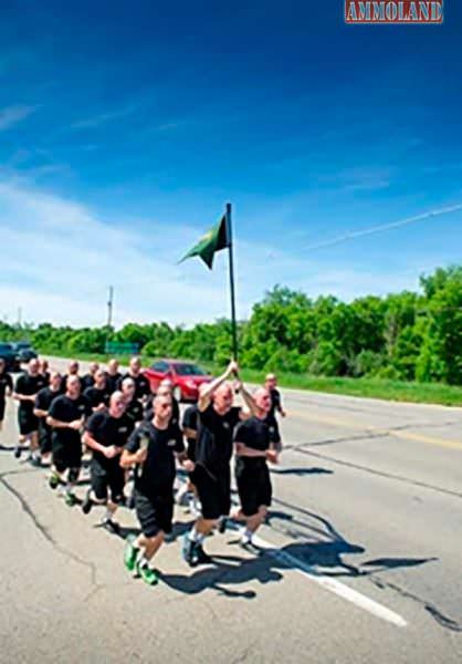 The conservation officer academy recruits ran the first leg of the Law Enforcement Torch Run for Special Olympics Michigan.