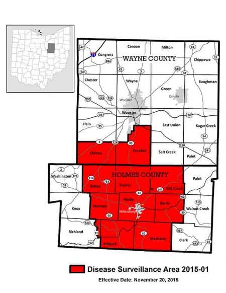 A map of the Disease Surveillance Area (DSA) 2015-01 is attached