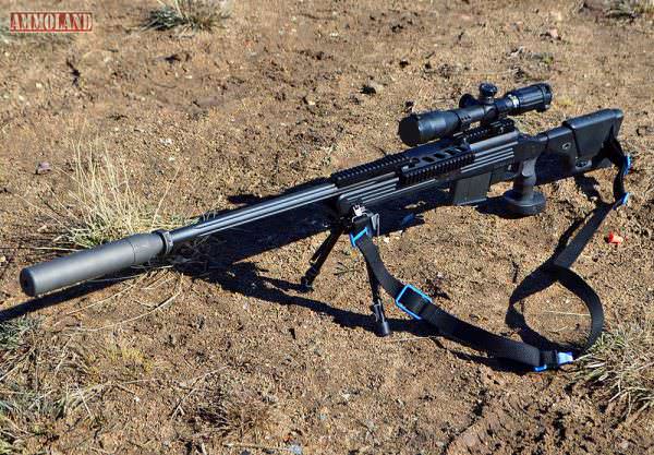 Savage Arms 110 BA Rifle in 338 Lapua with added Suppressor