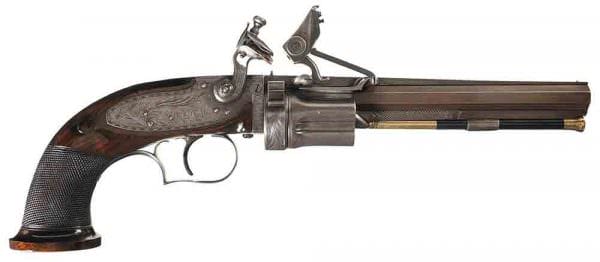 Rare Collier Five-Chamber Flintlock Revolver. Photo courtesy of Rock Island Auction Company.