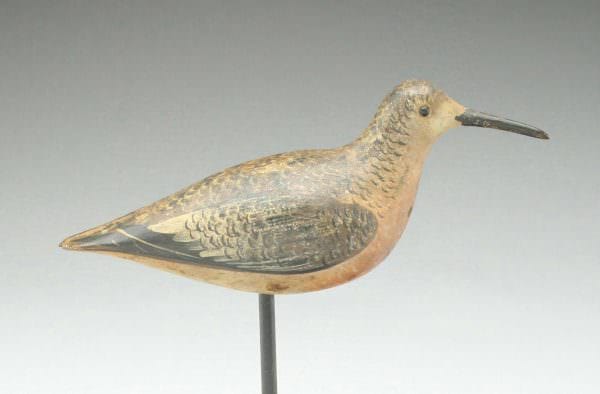 A rare dowitcher by John Dilley (Quogue, NY) will be featured in the sale.