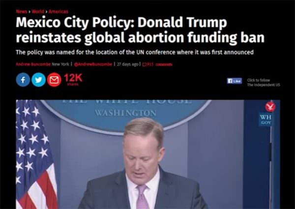 Donald Trump Abortion Funding Ban