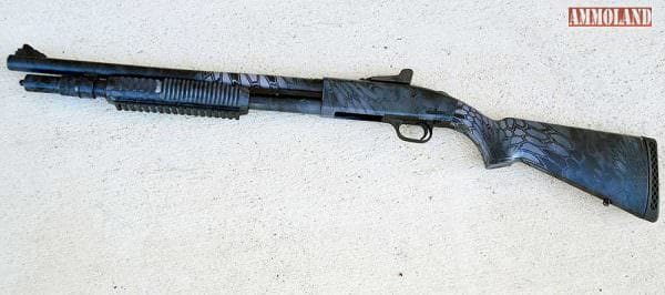 Mossberg 590A1 Ghost Ring Shotgun in Typhon Camo Left Side Mossberg 590A1 Ghost Ring Shotgun in Typhon Camo Left Side