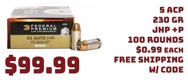 Federal HST 45ACP 230Gr Jacketed Hollow Point +P ammo Sale