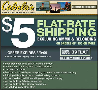 Cabelas Five Dollar Shipping Coupon