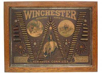 Winchester triangle mobile-style die-cut poster soared to $13,080, a new world auction record