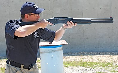 Ken Pfau of FNH USA shoots the FN SLP Shotgun