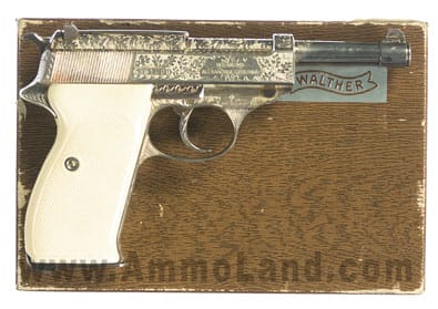 Factory Engraved Silver Plated Walther P38 Pistol with Box and Extra Magazine