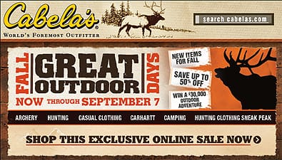 Cabelas Fall Great Outdoor Sale