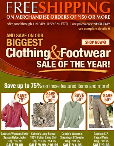 falldeal2 Cabela's promo code for Fall Clothing