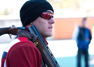 BEIJING -- Staff Sgt. Ryan Hadden, U.S. Army Marksmanship Unit, weathers the cold and impending snowstorm moments before the final round of the Men's Trap event at the 2009 World Cup finals. Hadden won two World Cup matches in 2009 and placed fifth to round out an extremely successful 2009. (Photo courtesy of Marco Dalla Dea)