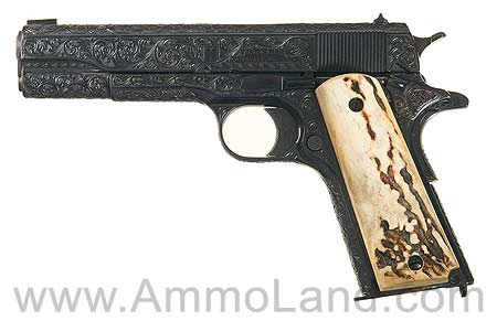 Engraved-US-Springfield-Model-1911-Pistol Engraved U.S. Springfield Model 1911 Pistol with Union Switch and Signal Slide