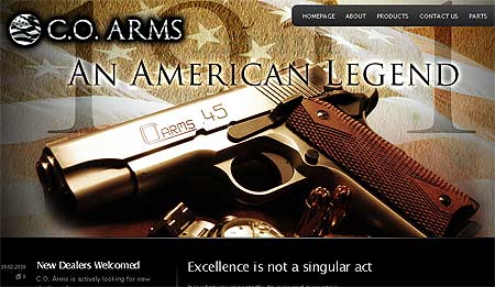 c-o-arms-screenshot C.O. Arms 1911's Website