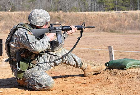 FORT BENNING, Ga.--Soldiers compete in a rifle match consisting of a variety of distances and shooting positions, Feb. 23 on McAndrews Range during the 2010 All-Army Small Arms Championships. (Photo by Michael Molinaro, USAMU PAO)