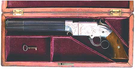 Magnificent Factory Cased and Engraved Volcanic Lever Action Navy Pistol