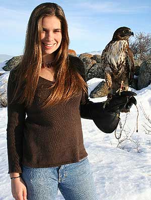 Katherine Browne and Kay the Hawk