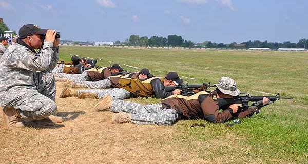 Army Marksmanship Unit fire on their targets