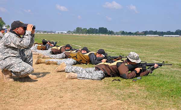 Army Marksmanship Unit fire on their targets 