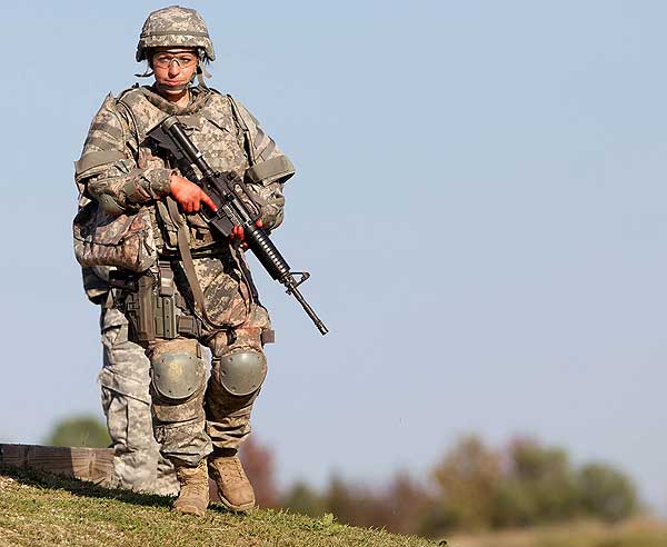 Sgt. Sherri Gallagher departs the rifle range