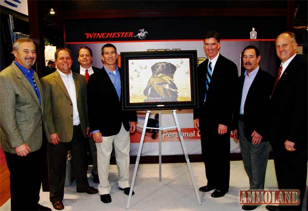 Winchester Ammunition 2010 Distributor of the Year Big Rock Sports (Left to right) Gary Zurn (Big Rock), Eric Hickey (Big Rock), Rick Papendick (Winchester), Andy Melville (Big Rock),—WINCHESTER PRINT—Tom O'Keefe (Winchester), Dennis Spindler (Big Rock), Brett Flaugher (Winchester)