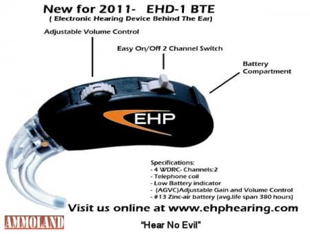 EHP Electronic Hearing Protection EHD-1 Behind The Ear Technology