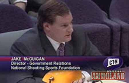 Jake McGuigan, NSSF director of government relations/state affairs, addresses the Connecticut Judiciary Committee at Wednesday's public hearing.