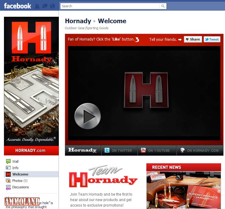 Hornady facebook screen shot