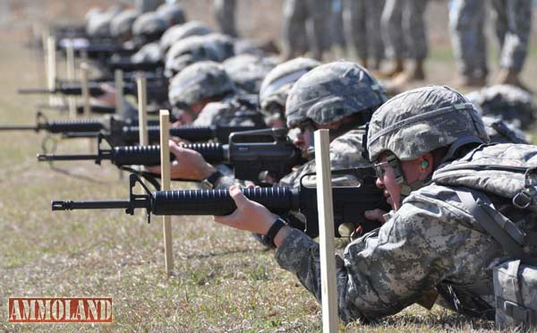 USAMU Soldiers fire from the prone position