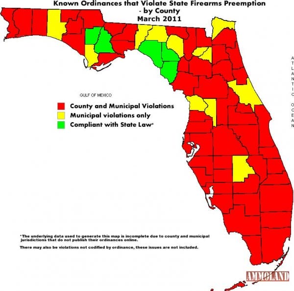 Florida Firearms Preemption Violations March 2011