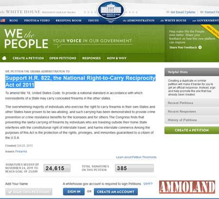 Tell the White House to Support H.R. 822 - National Right-to-Carry Reciprocity Act of 2011