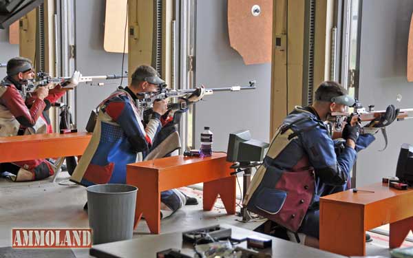 FORT BENNING, Ga. -- Shooters compete in the Men's Air Rifle match Sept. 30 at Pool Indoor Range as part of the Champion of Champions match. (Photo by Michael Molinaro, USAMU PAO)