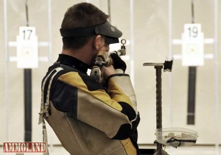 Cpl. Matt Rawlings, U.S. Army Marksmanship Unit, stares down a target