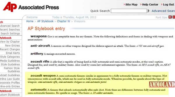 Associated Press Promotes Miss Use of Assault Weapon Term