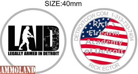 Legally Armed In Detroit Metallic Collectible Challenge Coin