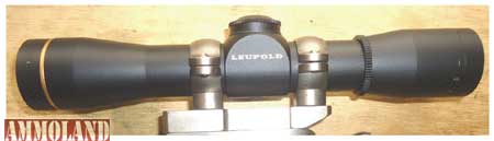 Closeup-of-the-Leupold-scope Closeup of the Leupold FX-II Handgun 4x28mm Duplex scope used in test. Performed flawlessly.