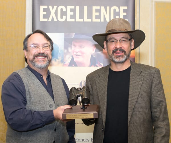 John Barsness (L) receives Award from Ron Spomer (last year's recipient)