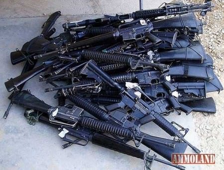 Pile of M16 Rifles