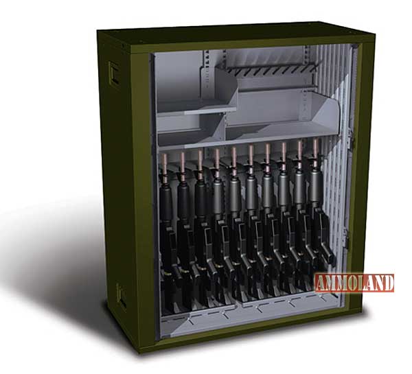   The new Stanley Vidmar Vertical Weapon Storage System is designed for high density weapons storage and easy configurability.