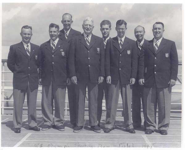 The 1948 U.S. Olympic pistol team // photo courtesy Walsh family